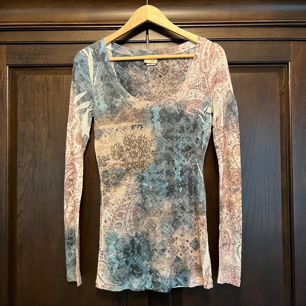 Daytrip Burnout Scoop T-shirt Juniors Size M Bling Y2K Indie Sleeze Semi Sheer